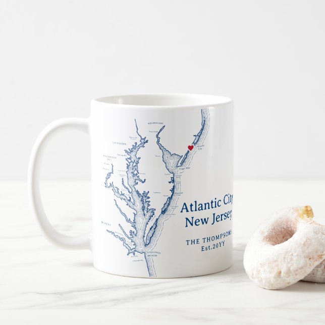 Atlantic City New Jersey Gift Coffee Mug (With Donut)