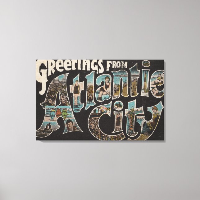 Atlantic City, New Jersey - Large Letter Scenes 3 Canvas Print (Front)