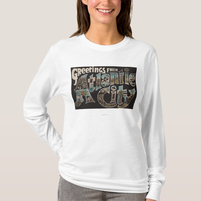 Atlantic City, New Jersey - Large Letter Scenes T-Shirt (Front)
