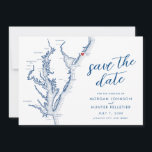 Atlantic City New Jersey Map Modern Wedding Save The Date<br><div class="desc">Announce your Atlantic City wedding in style with our modern navy blue Chesapeake Bay Map Save the Date! Featuring a moveable red heart and a sleek design, this customizable card sets the tone for your special day on the Jersey Shore. Perfect for weddings at The Claridge Hotel, One Atlantic Events,...</div>