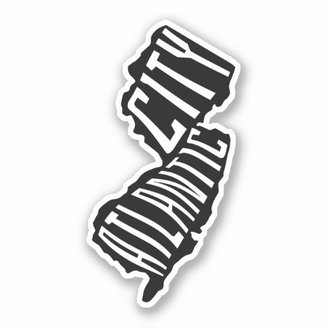 Atlantic City, New Jersey Map Outline - USA Travel Sticker (Front)