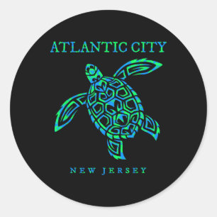 Atlantic City New Jersey Sea Turtle Boys Girls Tod Classic Round Sticker