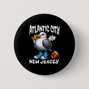 Atlantic City New Jersey Seagull French Fries Funn Button