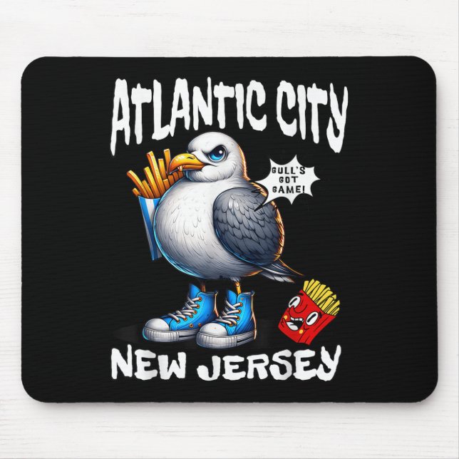 Atlantic City New Jersey Seagull French Fries Funn Mouse Pad (Front)