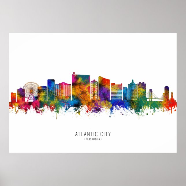 Atlantic City New Jersey Skyline Poster (Front)