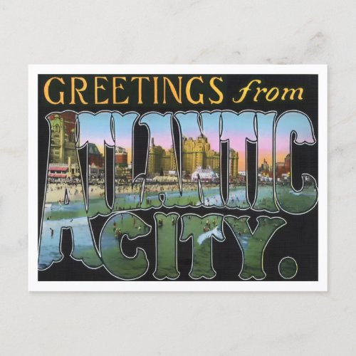 Atlantic City New Jersey Vintage Big Letters Postcard