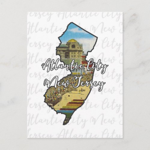 Atlantic City New Jersey vintage inspiredpostcard Postcard