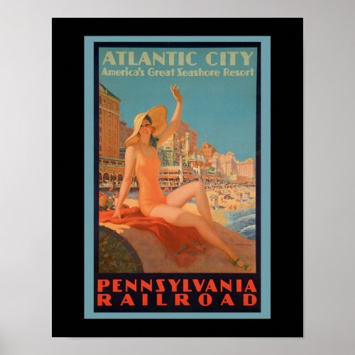 Atlantic City New Jersey Vintage Travel Poster