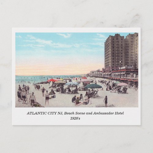 Atlantic City NJ 1920s Scene on the Beach postcard