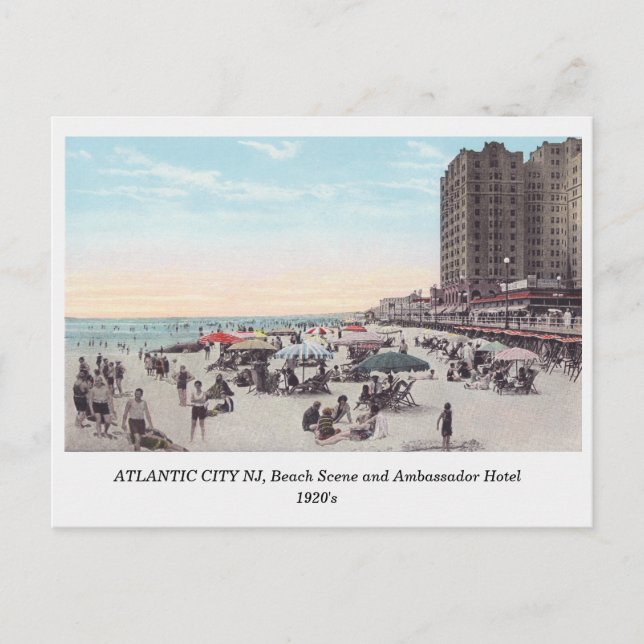 Atlantic City NJ 1920s Scene on the Beach postcard (Front)