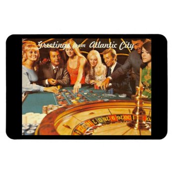 Atlantic City Nj  Gambling  Roulette  Retro  Postc Magnet by markomundo at Zazzle