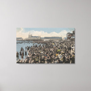 Atlantic City, NJ - Holiday Crowd at the Beach Canvas Print