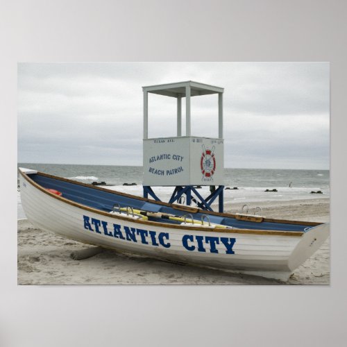 Atlantic City NJ Lifeguard Boat Poster