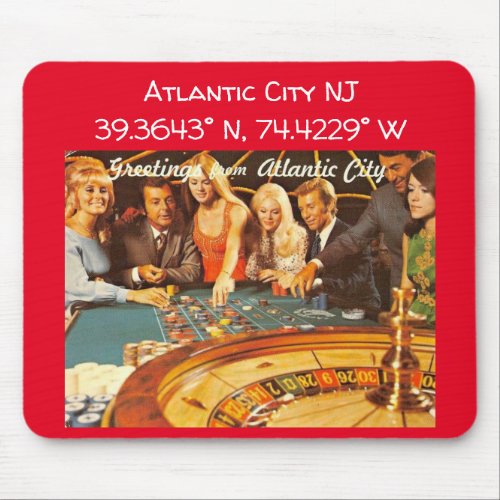 Atlantic City NJ Map Coordinates Vintage Style Mouse Pad