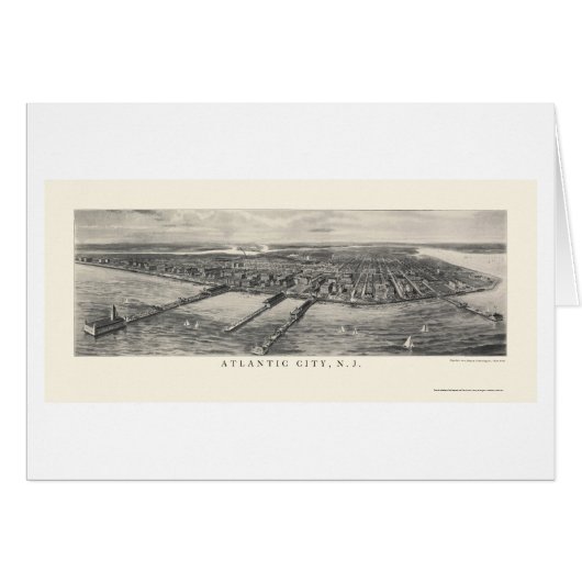 Atlantic City, NJ Panoramic Map - 1905 Cards (Front Horizontal)