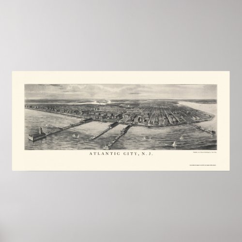 Atlantic City NJ Panoramic Map _ 1905 Poster