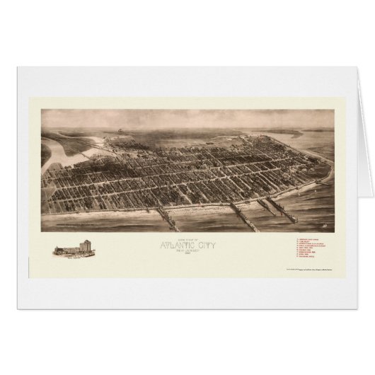 Atlantic City, NJ Panoramic Map - 1909 Cards (Front Horizontal)