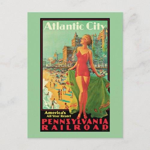 Atlantic City _ Pennsylvania RR Vintage Travel Postcard
