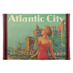 Atlantic City Resort, Pennsylvania Railroad Travel Cloth Placemat