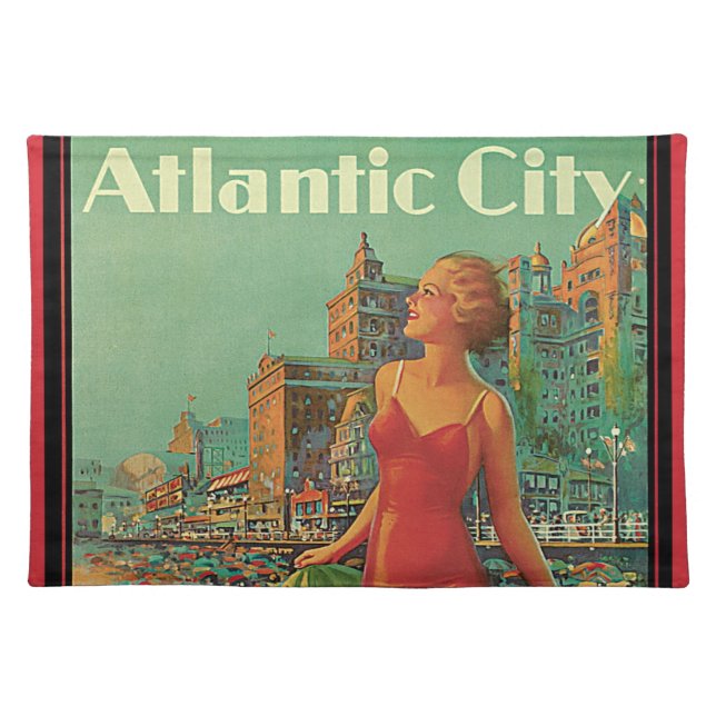 Atlantic City Resort, Pennsylvania Railroad Travel Cloth Placemat (Front)