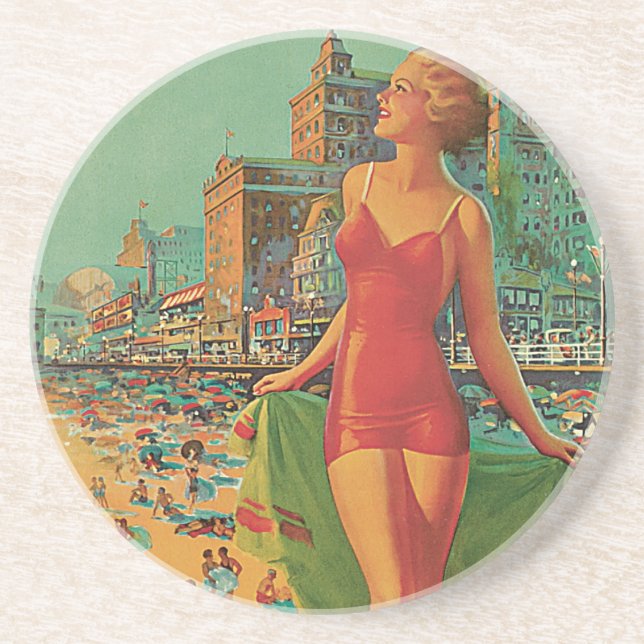 Atlantic City Resort, Pennsylvania Railroad Travel Drink Coaster (Front)