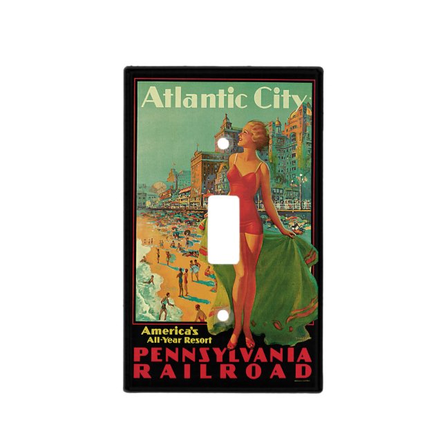 Atlantic City Resort, Pennsylvania Railroad Travel Light Switch Cover (Front)