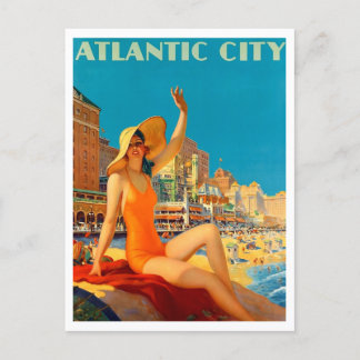 Atlantic City, Retro, 1950s Pinup, Vintage Postcard