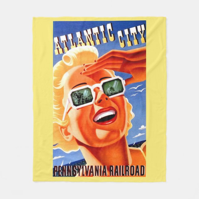Atlantic City via Pennsylvania Railroad Fleece Blanket (Front)