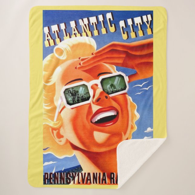 Atlantic City via Pennsylvania Railroad Sherpa Blanket (Front)