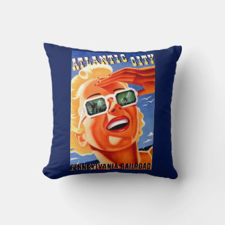 Atlantic City via Pennsylvania Railroad Throw Pillow