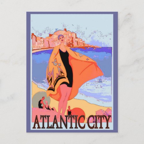 Atlantic City Vintage Poster 2 Postcard