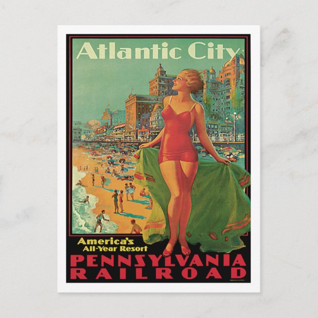 Atlantic City Vintage Travel Postcard (Front)