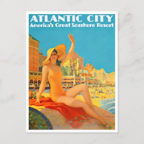Atlantic City vintage travel postcard