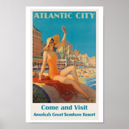 Atlantic City Vintage Travel Poster