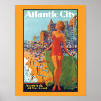 Atlantic City vintage travel poster