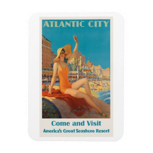 Atlantic City Vintage Travel Poster Magnet