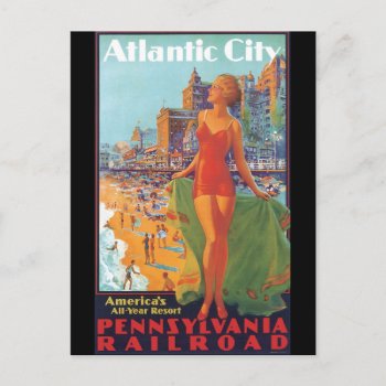 Atlantic City Vintage Travel Poster Postcard by travelpostervintage at Zazzle