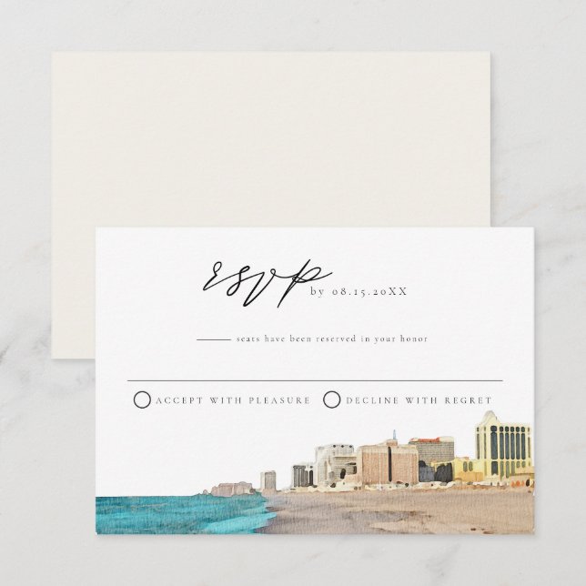 ATLANTIC CITY Watercolor RSVP Postcard (Front/Back)