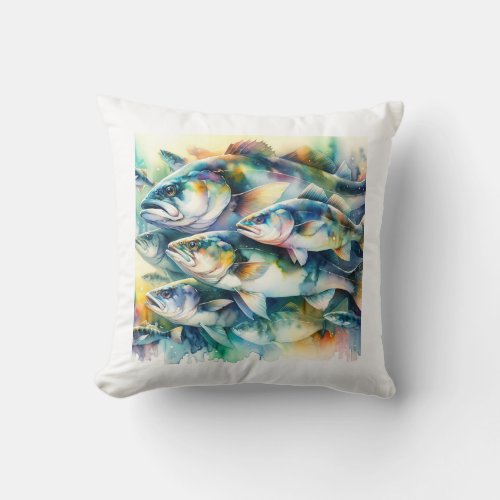 Atlantic Cod 030624AREF108 _ Watercolor Throw Pillow