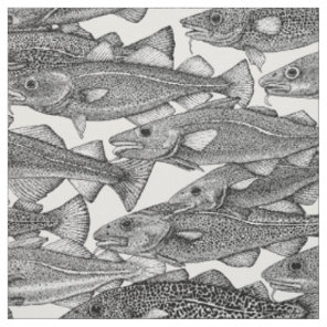 Atlantic cod black white fabric
