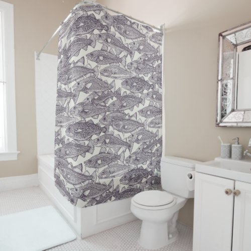 Atlantic cod mulberry strong white shower curtain