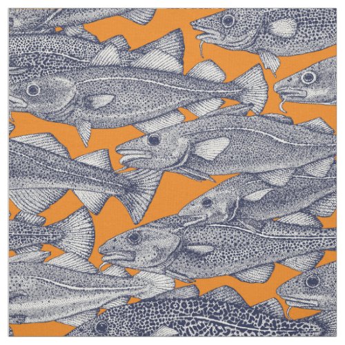 Atlantic cod navy blue satsuma fabric