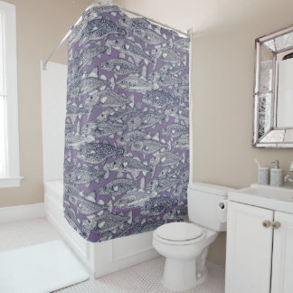 Atlantic cod navy blue violet shower curtain
