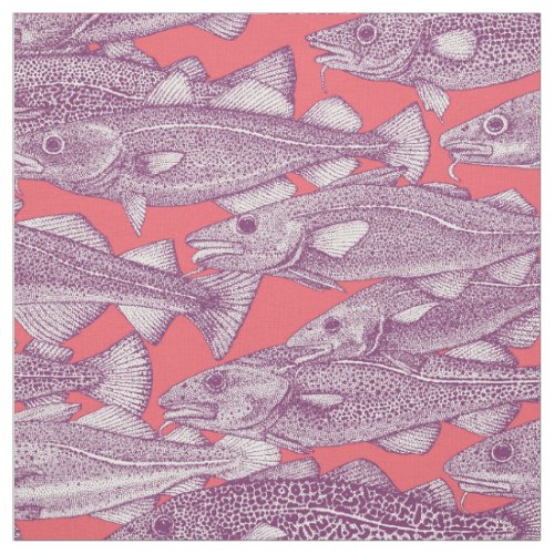 Atlantic cod purple rose pink fabric