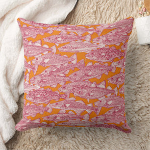 Atlantic cod viva magenta satsuma throw pillow