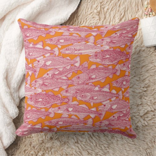 Atlantic cod viva magenta satsuma throw pillow