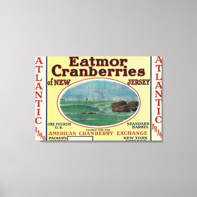 Atlantic Eatmor Cranberries Brand Label Canvas Print (Front)
