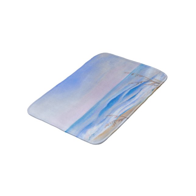 Atlantic Evening Sky Ocean Sea Oats Pastel Bathroom Mat (Angled)