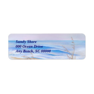 Atlantic Evening Sky Ocean Sea Oats Pastel Label