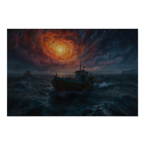 Atlantic Fishing Boat in a Storm Poster